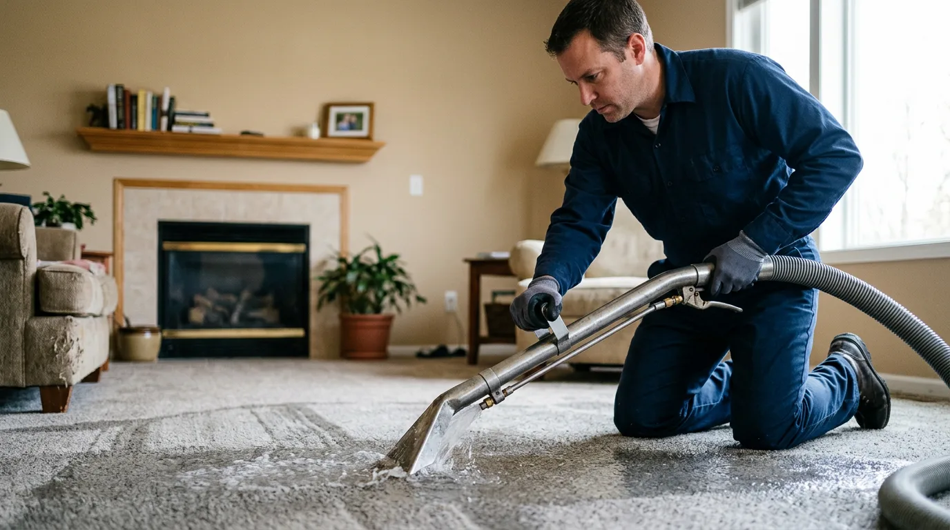 Water damage restoration technician working near Concho, OK